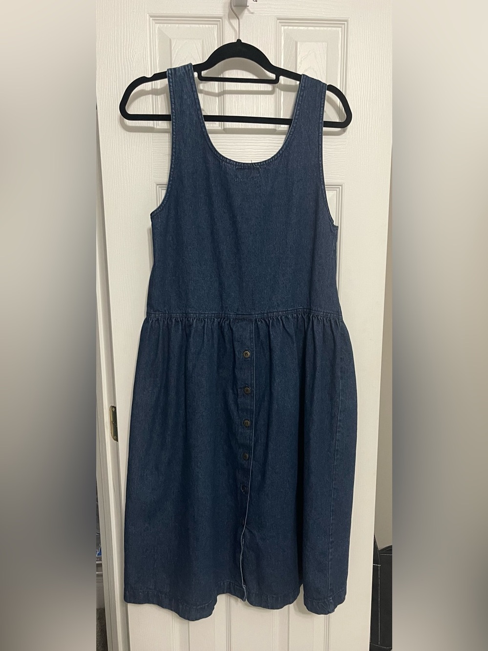 Women’s Miss Liz Vintage Denim Jumper Dress with Pockets - Picture 6 of 7